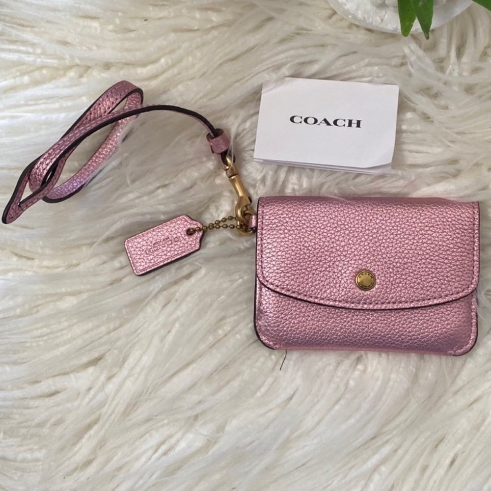 Coach Metallic Pink Card Holder